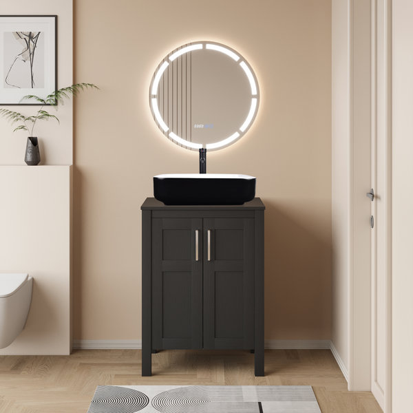 RAYS 24'' Single Bathroom Vanity with Manufactured Wood Top with Mirror ...